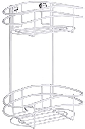 WENKO Wandregal 2 Etagen Classic Plus - Wandablage, Badregal mit hochwertigem Rostschutz, Stahl, 24 x 32.5 x 15 cm, Weiß