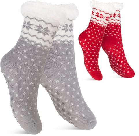 Footstar Damen und Herren Winter Haussocken (1 oder 2 Paar) Kuschelsocken