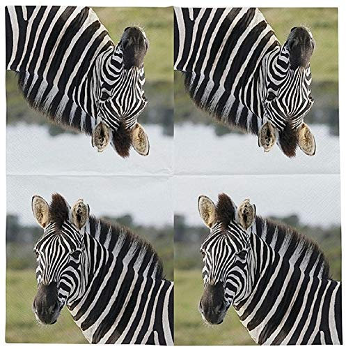 linoows Servietten Zebra, 20 Stück Afrikanische Tiere Servietten mit Zebra 33 x 33 cm