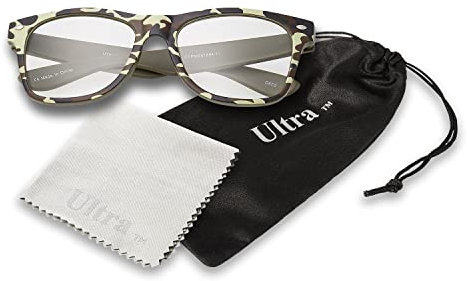 UltraByEasyPeasyStore Ultra Grün Tarnen Erwachsene Kostümbrillen Klassischer Klare Linsenrahmen Kostüm Partys für Männer Frauen Unisex Cosplay Hüftgäste Nerds Geek Look