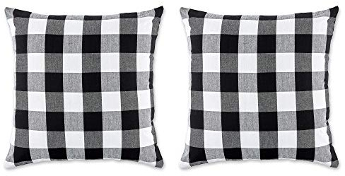 DII Gingham/Karo Kissenbezug, 50 x 50 cm, Büffel schwarz/weiß