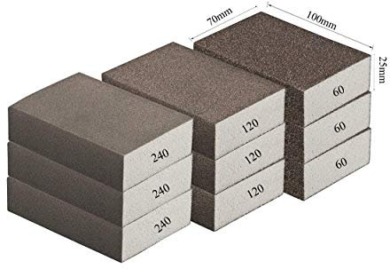 Schleifschwamm/Schleifblock-GROB MITTEL FEIN Set, je Körnung 3 x 60/120 /240 I DIY, Handschleifer für verschiedene Materialien geeignet I hochwertiger Handschleifklotz Schleifklotz, Schleifblock