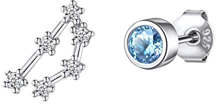 ChicSilver Damen Ohrringe 925 silber Ohrsteckerr Wassermann Ohrringe mit Aquamarin Stein für Damen und Mädchen als Weihanchten Geschenke