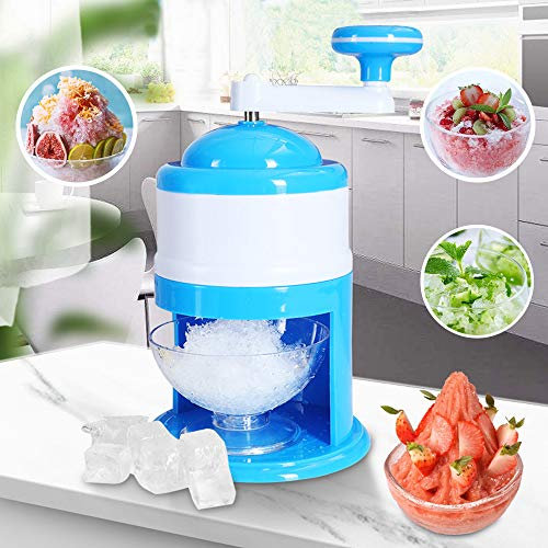 Picadora de Hielo Manual, Portátil Manivela de Mano Afeitadora de hielo con Copa de medición transparente Y diseño antideslizante, para hacer Cócteles/Batidos/Granizados