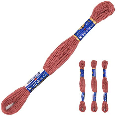 3 Docken Stickgarn je ca. 8m / Sticktwist 100% Baumwolle Stickerei verschiedene Farbwahl, Farbe :7532 rosarot