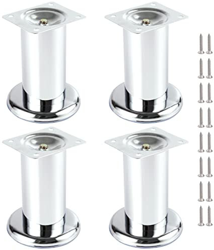 MixDora 4 x Furniture Foot Wardrobe Foot Bed Feet Couch Feet Sofa Feet Furniture Leg Base Chrome (100mm)
