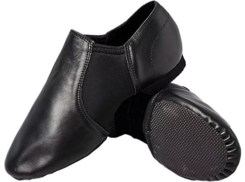 s.lemon Jazz Tanzschuhe,Echtes Leder Geteilte Sohle Moderner Jazz Schuhe Jazzschuhe für Damen Herren Schwarz 35