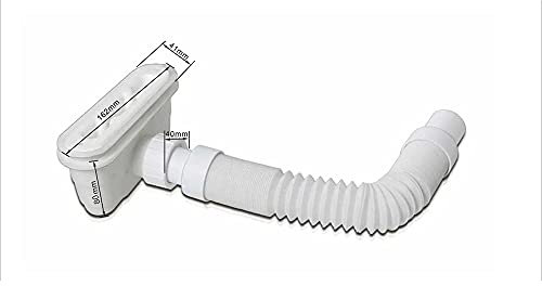 Sifone Pilettone di Scarico 162x41x62 mm con Uscita Orizzontale e Tubo Regolabile da 300 a 980 mm per Piatto Doccia Aica