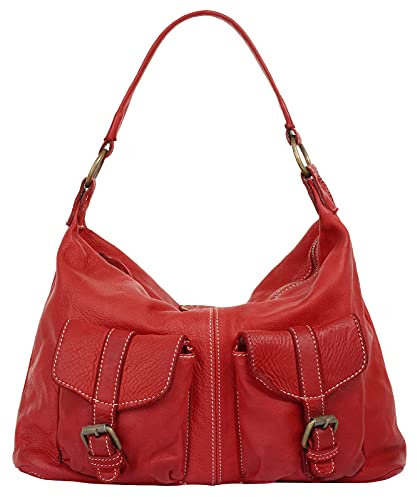 Cluty Shopper Echt Leder Damen | Made in Italy | elegante Handtasche mit Magnetverschluss | Schultertasche mit Smartphonefach | 021139