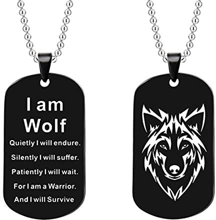 HCMA 2 Stücke Mode Edelstahl Wolf Kopf Erkennungsmarke Anhänger Halskette Geschenk