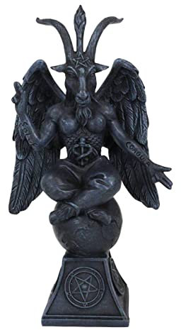 Ebros Gift Sabbatic Goat Idol Baphomet Resin Statue Okkultische Illuminati Der gehörnte Gott Ziege von Mendes Altar Skulptur Figur (16,5 cm hoch, Kunststein, grau)