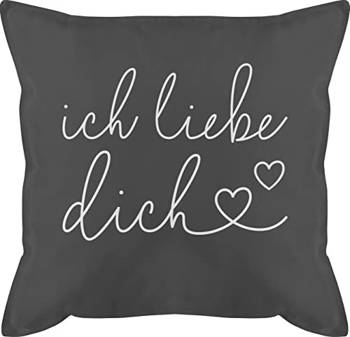 Shirtracer Kissen 50x50 - Valentinstag Partner Ideen - Ich Liebe Dich - Jahrestag Geschenk für Ihn Sie Valentinsgeschenk Männer Frauen Liebesgeschenke - 50 x 50 cm - Grau - i Love You Geschenke