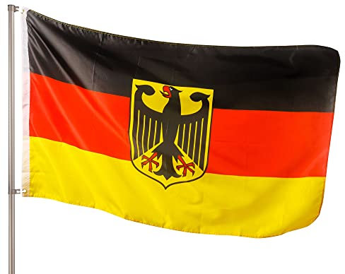 PHENO FLAGS Bandiera Premium Germania con aquila 90x150 cm – estremamente resistente alle intemperie - occhielli in metallo e tecnologia di sigillatura speciale – orlata doppia - colori brillanti