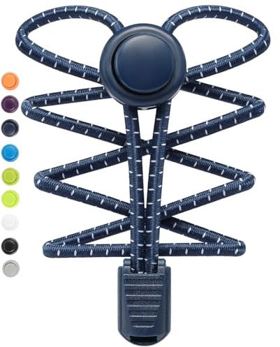 Stepace Elastische Schnürsenkel mit Schnellverschluss, 2 Paar Gummi Schuhbänder ohne Binden für Kinderschuhe, Sportschuhe Marineblau