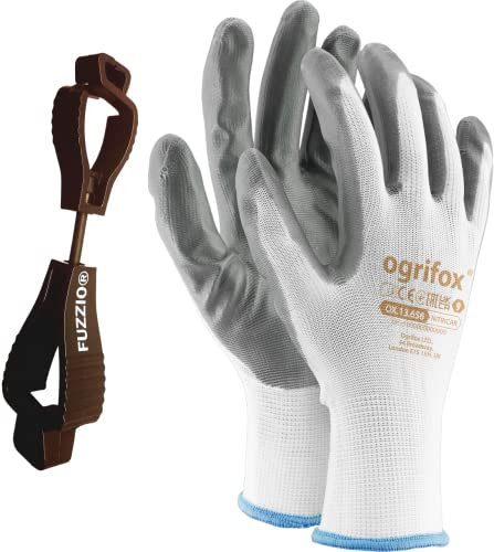 FUZZIO Ogrifox - 24 paia di guanti da lavoro in nitrile (XL-10, bianco)