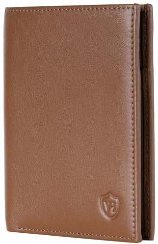 VON HEESEN Leder Geldbörse Herren mit Münzfach & RFID Schutz I Echtleder Geldbeutel für Männer & Damen I Portemonnaie Brieftasche Wallet Portmonee (Cognac-Braun, MIT MÜNZFACH)