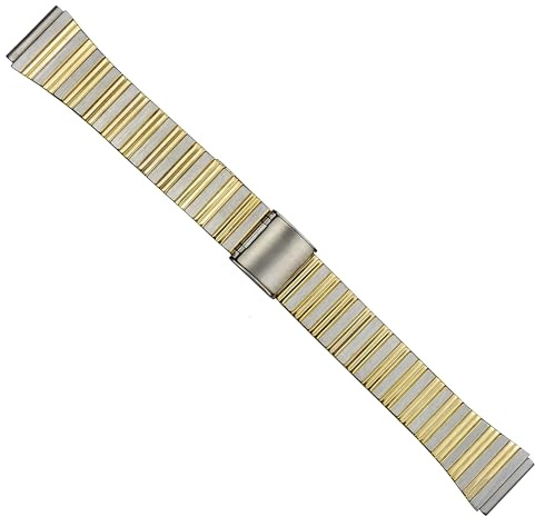 Dcasmo Group Vintage Uhrenarmband Edelstahl Bicolor Silber Gold New Old Stock 1970 Retro Gliederarmband Kompatibel mit Cartier 18mm Metallisches Gliederband für Taucheruhren Sport