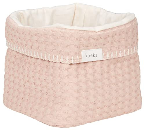 Koeka Aufbewahrungskorb - Wickeltisch Organizer - Aufbewahrungsbox Für Babyzimmer - Antwerp - Waffelstoff Aus Baumwolle - Rosa 15X18X15