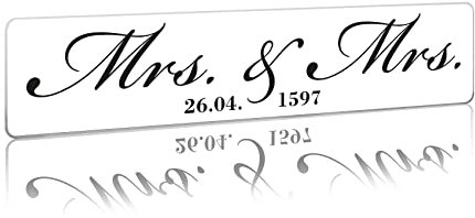 Finest Folia Hochzeitskennzeichen Kennzeichen Aufkleber Hochzeitsauto mit Datum + Namen Brautpaar Wunschname Hochzeit Auto Deko Schild selbst gestalten (11 Mrs & Mrs, Kunststoff Kennzeicheneinleger)