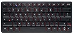 CHERRY KW 9200 MINI, Compact Multi-Device Keyboard for up to 4 Devices, EU Layout (QWERTY), Bluetooth, 2.4 GHz or Cable Connection, Rechargeable Rechargeable, Black