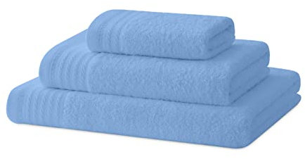 Degrees Home - Ensemble de Serviettes de Bain - Serviette de Douche, Serviette à Main et Serviette de Bidet - 100% Coton - 480 g/m2-1-30X50 / 1-50X100 / 1-65X130 - Bleu Ciel