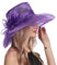 Huakunda Damen Organza Hut Kirchenhüte Faltbarer mit Blume breite Krempe Fascinators Hut für Hochzeit Tea Kirche Party (Lila)