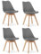 NMK HOME Esszimmerstühle 4er Set - Samt Stühle Esszimmer - Küchenstühle mit Sitzpolsterung und Natürlichen Holzbeinen - Graphit Kunststoff Stühle mit Holzgestell