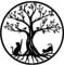 Pduoduo Black Metal Tree of Life Wall Decor Silhouette Art(with cat and bird) for Gift Present Indoor Outdoor Garden Home Decoration (11.8in)