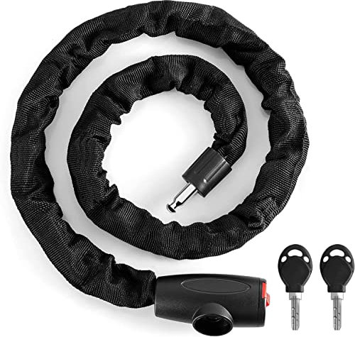 Dazone Catena antifurto per bicicletta con 2 chiavi, 120 cm, catena Lucchetto per bicicletta in acciaio da 6 mm, antifurto con copertura impermeabile per bicicletta, mountain bike, moto, scooter