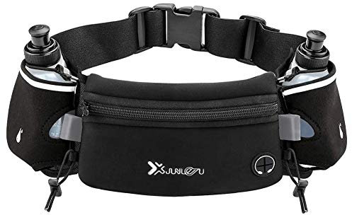 EHOTER Ceinture De Course à Pied Running Belt Sac Banane De Sport Ceinture D'hydratation avec 2 Gourdes Sac De Taille Réfléchissant pour Smartphone Confortable Jogging Footing Randonnée Velo