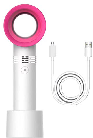 Ventilador Portátil sin Aspas, Ventilador sin Aspas, Base Desmontable Recargable por USB Portátil Diseño sin Aspas para una Batería de Larga Duración Ventilador Blanco