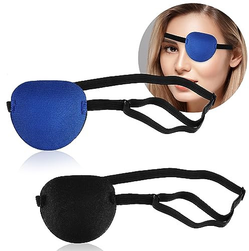 Ouligay 2 Stück Medizinisch Augenklappe für Erwachsene Kinder Verstellbare Eye Patches Pirat Augenklappe Medizinische Piraten für Linke Oder Rechte Augen Amblyopie Erholungsphase nach Operationen