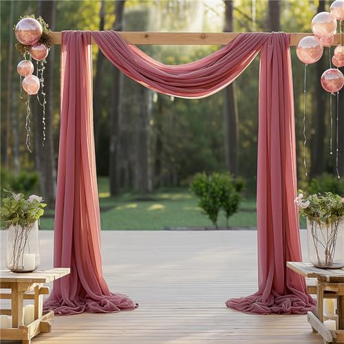 Lukery Hochzeit Vorhang Hochzeitsbogen, Querbehang Gardine Freihanddeko Himmelbett Vorhänge Stoff Tüll Transparent Voile Dekoration für Fotografie Party Hochzeit (75x1000cm(32FT),29 Purpurrot)