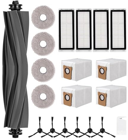 20 Stück Zubehörset für Dreame L20 Ultra,Ersatzteil Set für Dreame L20 Ultra,1 Hauptbürste, 4 Filter, 6 Kantenbürsten, 4 Lappen, 4 Staubbeutel, 1 Reinigungsbürste