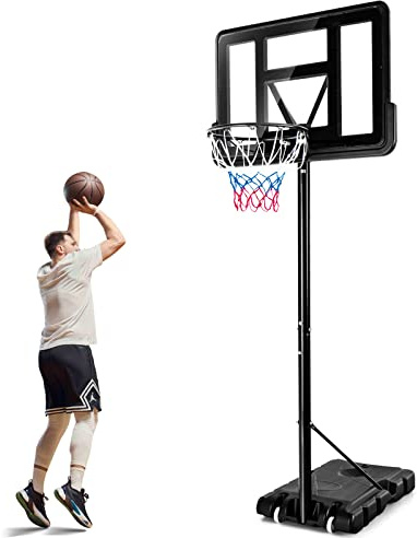 KOMFOTTEU Basketballständer 130-305cm höhenverstellbar, Basketballkorb mit Ständer, Basketballanlage 12 Stufen verstellbar für Kinder & Erwachsene, Basketball Korbanlage mit Rollen