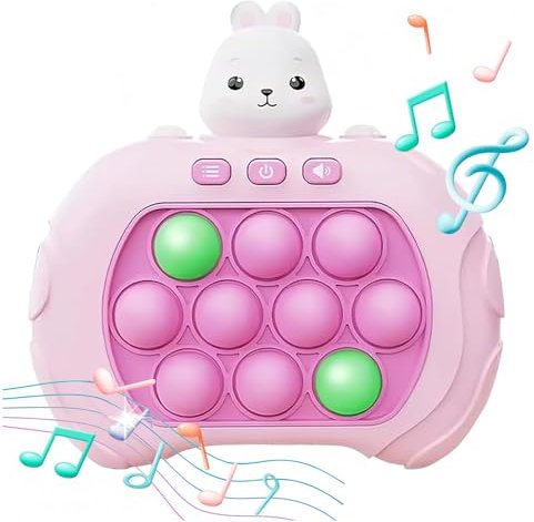 Console De Jeu Quick Push Bubbles,Jeu Fidget électronique,Puzzle Pop It Game Machine,Push Pop Bubble Sensory Fidget Toy,Sensory Fidget Toys for Kids,Machine Jeu Puzzle-Pop (Lapin)