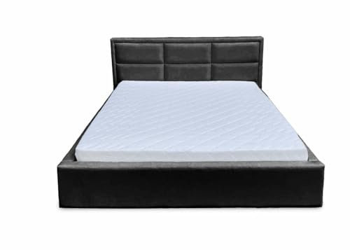 Ares Meble Elegant Boxspringbett 180x200 mit Gesteppten Kopfteil - Samt Bett mit Stauraum, Praktisch Schlafzimmer Möbel mit Groß Bettkasten, Rückenlehne Bett: Schwarz