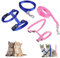 2 Stück Verstellbare Nylon Geschirre Katzenleine,Geschirre Katzenleine Kätzchenhalsband,Weiche Katzengeschirr mit Leine für Kätzchen Welpe Hase(blau und rosa）
