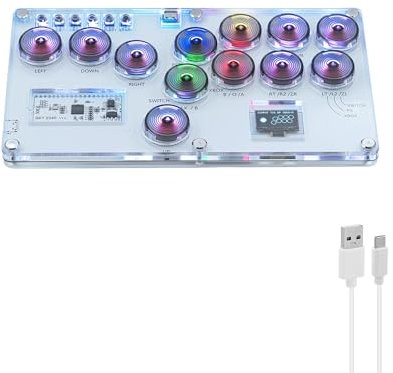 Wigearss Arcade Fight Stick, 16 Tasten Arcade Controller für PC/Switch/PS4/PS3 mit Turbo und Benutzerdefiniertem RGB