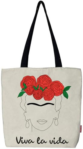 hello-bags. Borsa tote bag in tela con cerniera, fodera e tasca interna. Esterno: 100% cotone. Include una busta regalo kraft. Modello: VIVALAVIDA. Colore: Écru. Misure: 37x 38 cm.