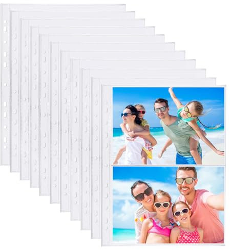 JIANTA 32 Pochettes Photo A4 Pochette Plastique 4 Compartiments avec Pochettes Perforées Transparentes A5 21,2 * 15,1 cm Pochettes pour Prospectus 128 Pochettes para album photo pochette