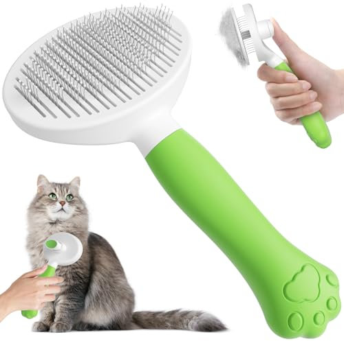 Cepillo para Gatos y Perros VYYTYYA [Autolimpiante] [Bonito mango en forma de garra] Cepillo Quitapelos Mascotas para Perros/Gatos/Conejos de Pelo Corto y Largo