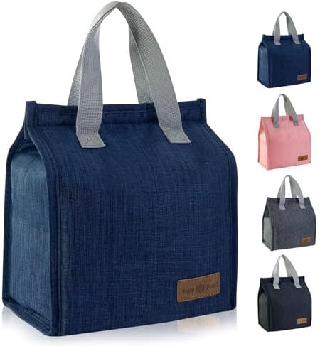Insulated Lunch Bag, Reusable Leakproof Lunch Box Tote Bag, Cool Bags for Kids Girls Boys Adults, Thermal Cooler Bag for Work School Picnic Travel (Dark Blue)