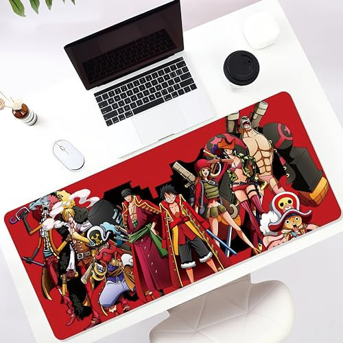Japan Anime Extended Large Gaming Mouse Pad, One Piece Full Desk Keyboard Mat, XXL Desk Pad, 700×300mm NonSlipRubberBaseKeyboardPad, Waterproof and Anti-Skid for Office Desk Decor