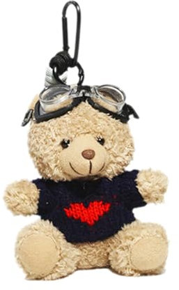 YUHANGCIYE Pendentif en forme d'ours, joli porte-clés en forme d'ours pilote, pendentif mignon pour sac et clé, porte-clés en peluche, breloque de téléphone, décoration animale personnalisée, Couleur