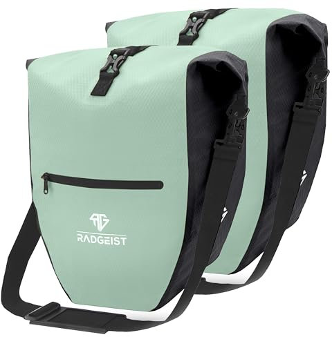 RADGEIST Fahrradtasche für Gepäckträger Set - 2X Tasche für Fahrrad Gepäckträger - Gepäckträgertasche wasserdicht & Umhängetasche - Radtasche mit Reflektoren