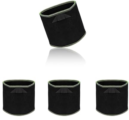 0XBIT Pflanzbeutel, 4 Stück Schwarze Pflanzsack, Pflanztasche mit Griffen, Pflanzsäcke, Vlies-Pflanzbeutel, geeignet für den Anbau von Kartoffeln, Tomaten, Obst und Gemüse