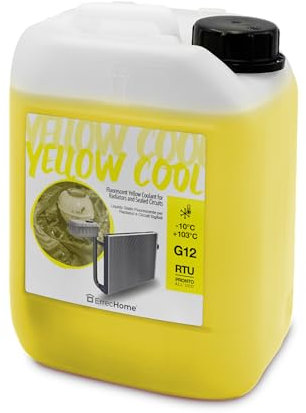 ERRECHOME Yellow Cool, gelbe Fluoreszierende Kühlerflüssigkeit -10°C, G12-Frostschutzmittel mit OAT-Inhibitorpaket auf organischer Basis, gebrauchsfertig, 5 Liter