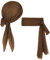 Durio Piraten Accessoires Set Mittelalter Piratenkostüm Zubehör Set Piraten Stirnband Taillengürtel Piraten Kopftuch Bandanas für Halloween Braun