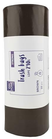 IDEA HOME 10 Unidades Bolsas de Basura LDPE para Reciclar - Extra Resistentes Bolsas Basura Separación de Residuos, Fuerte, 240L, Marrón